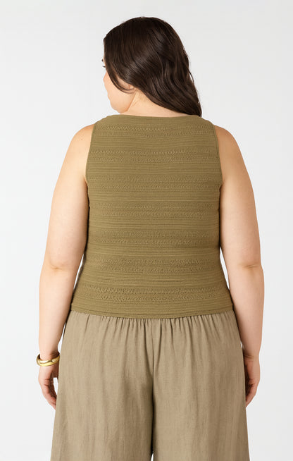 Square Neck Textured Tank - Dusty Sage