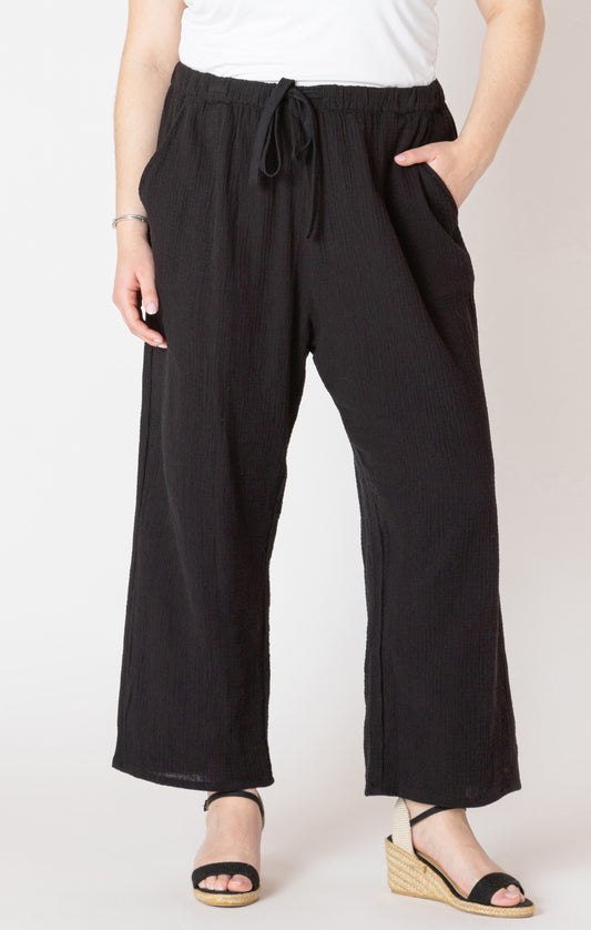 Curvy Elastic Waist Textured Pant