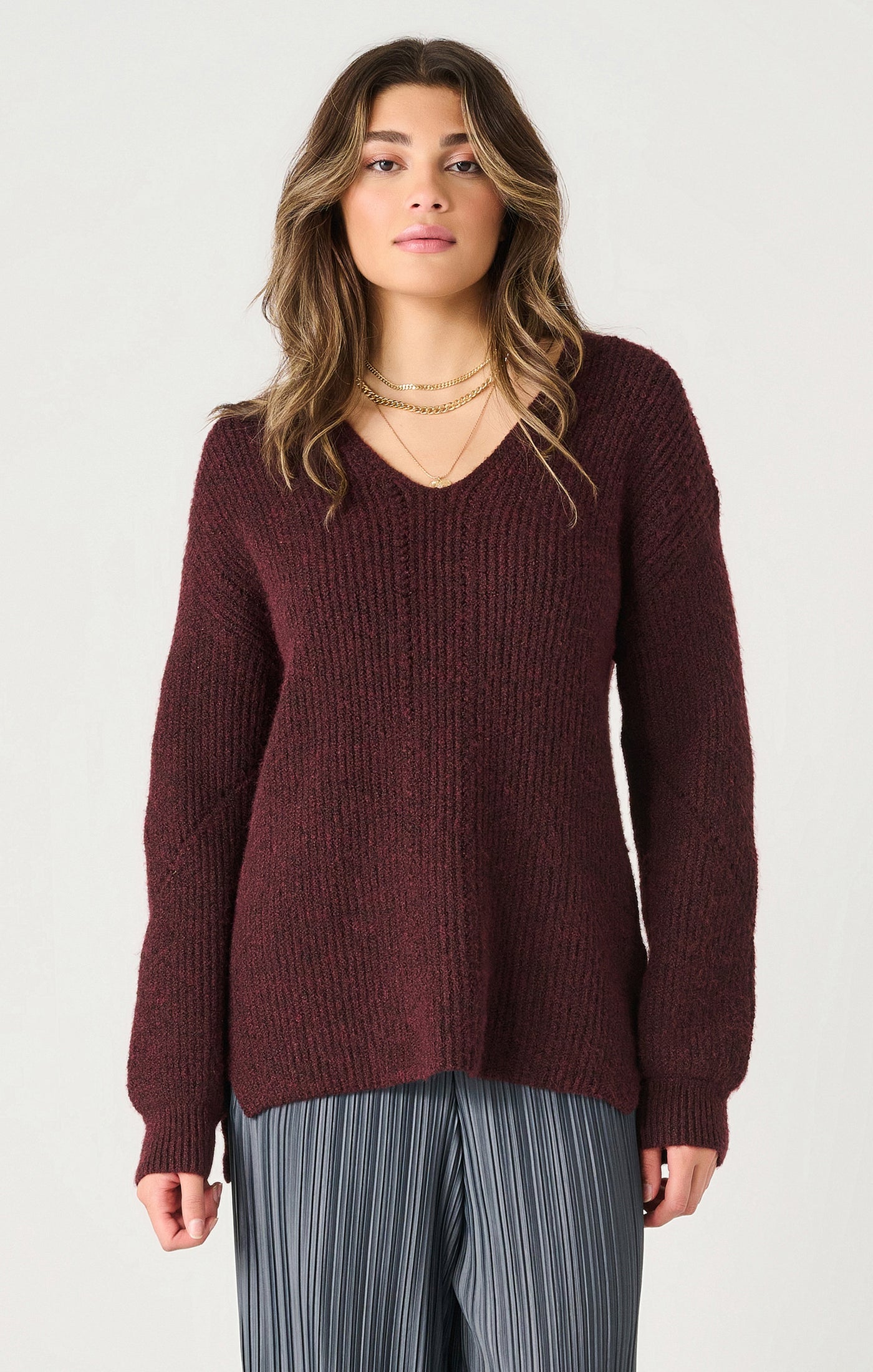 Dex Long Sleeve Textured Tunic Sweater