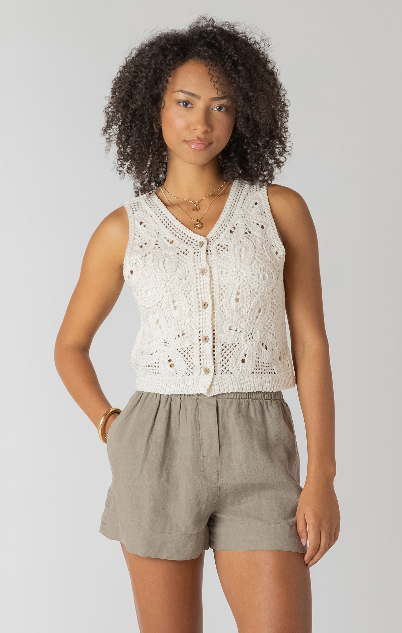 Crochet Buttoned Vest