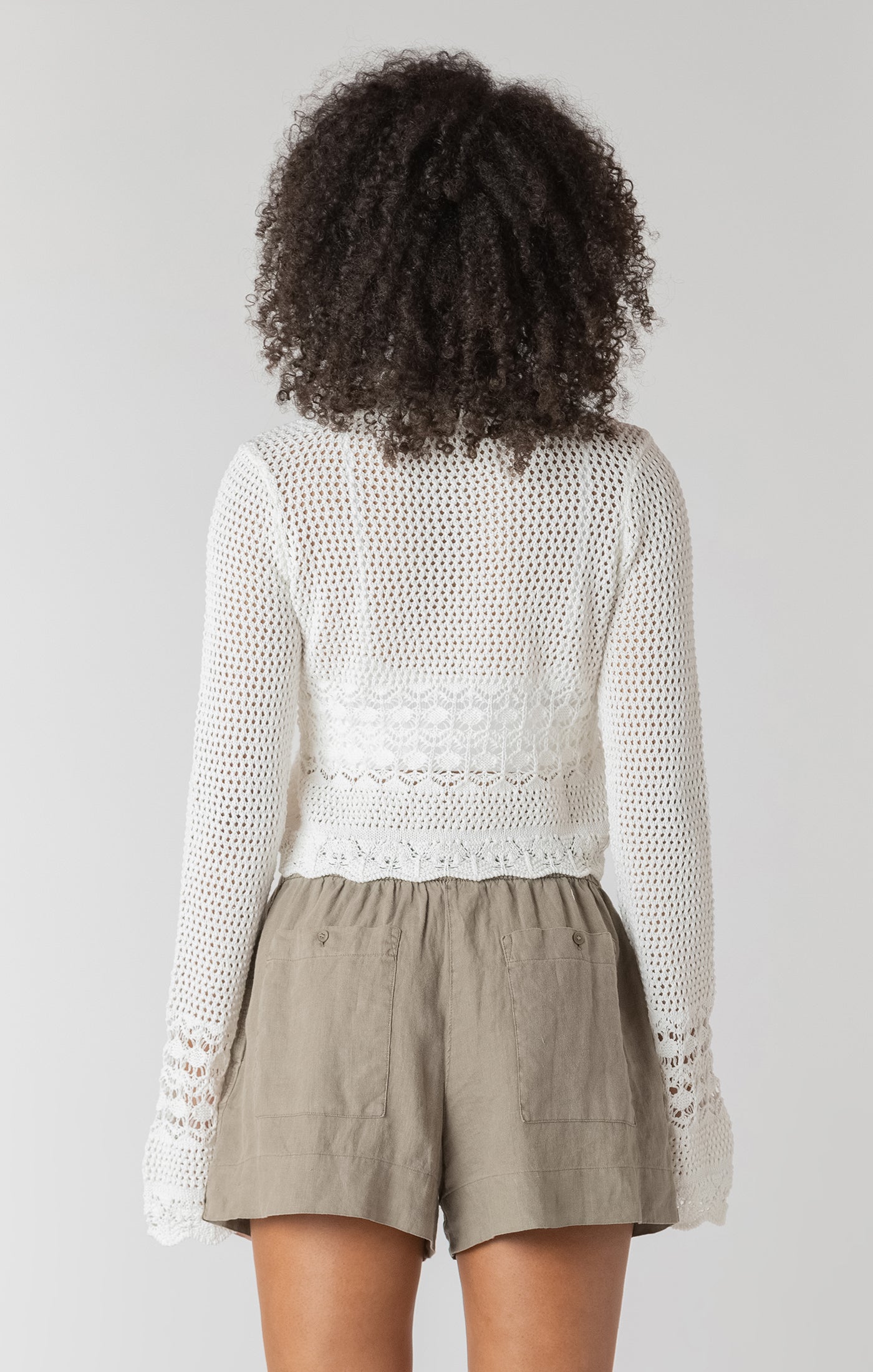 Tie Front Crochet Cardigan - Cream