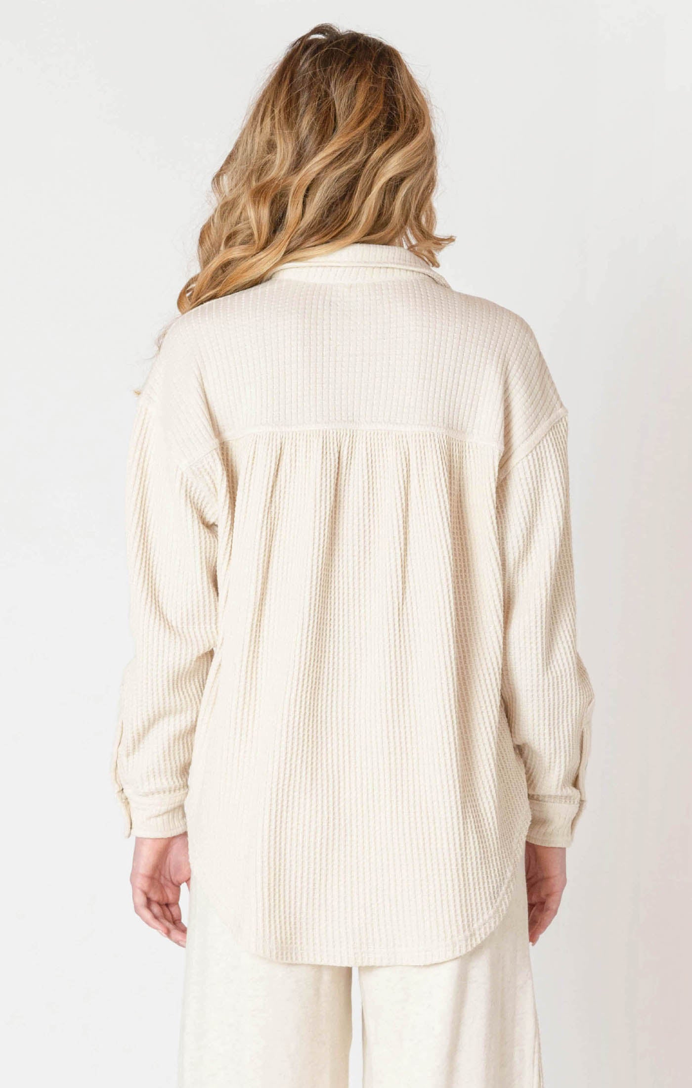 Thermal Knit Button Up - Cake Batter