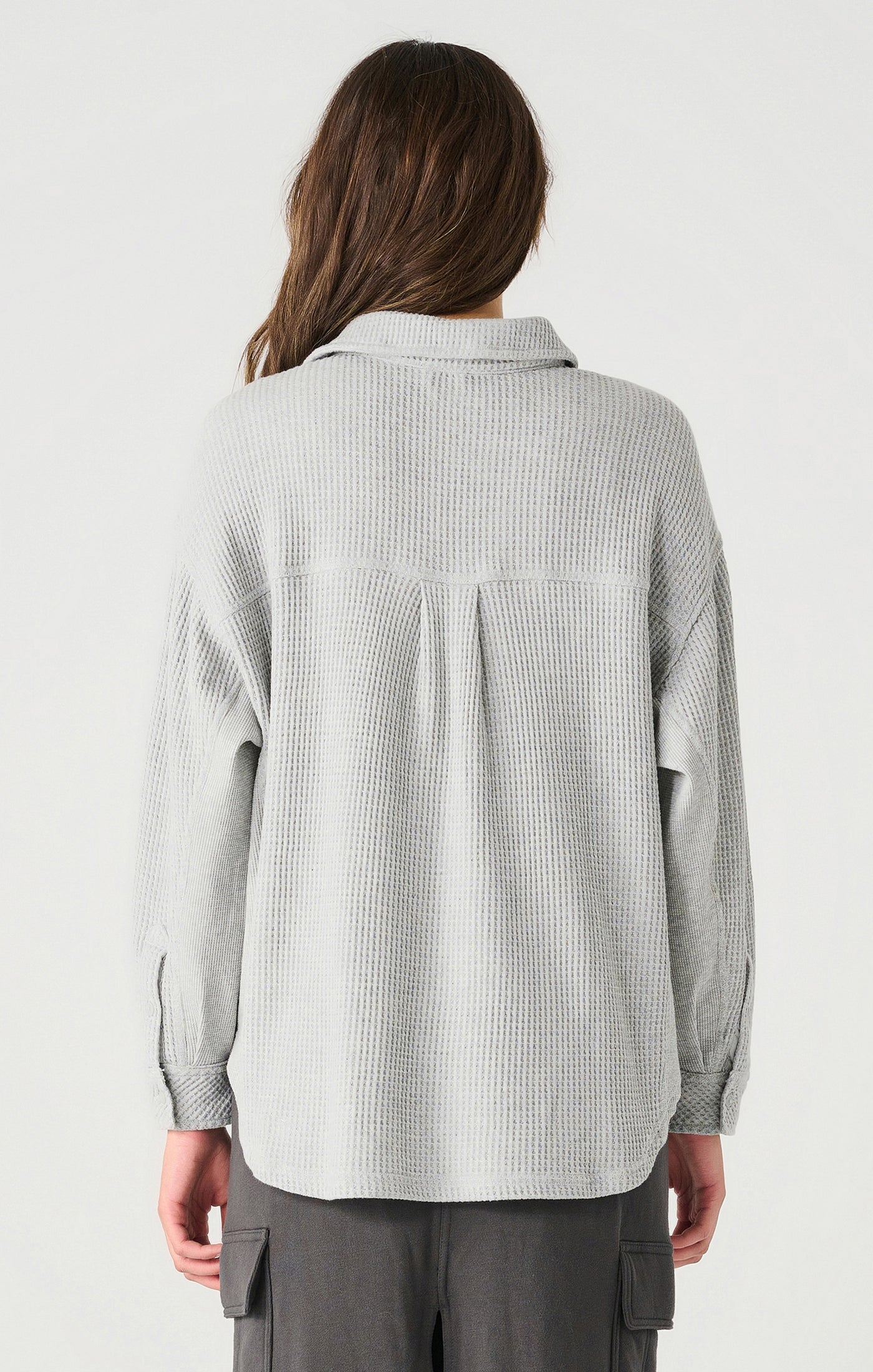 Dex Long Sleeve Waffle Knit Button Up