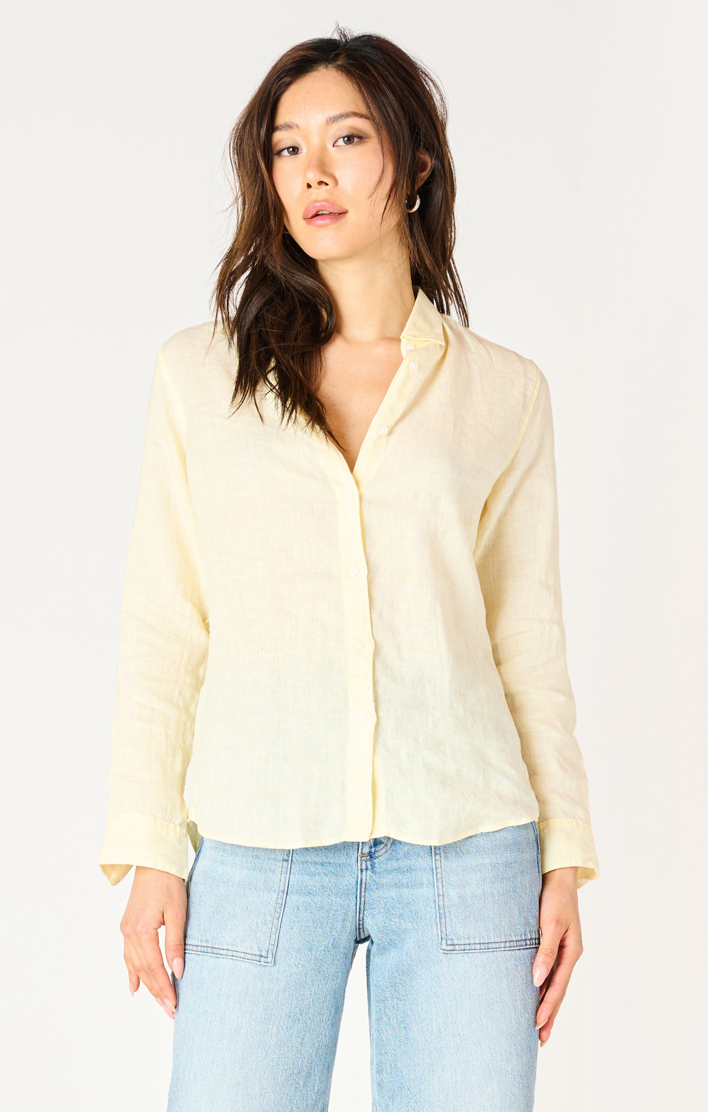 Dex Button Up Blouse - Lemon