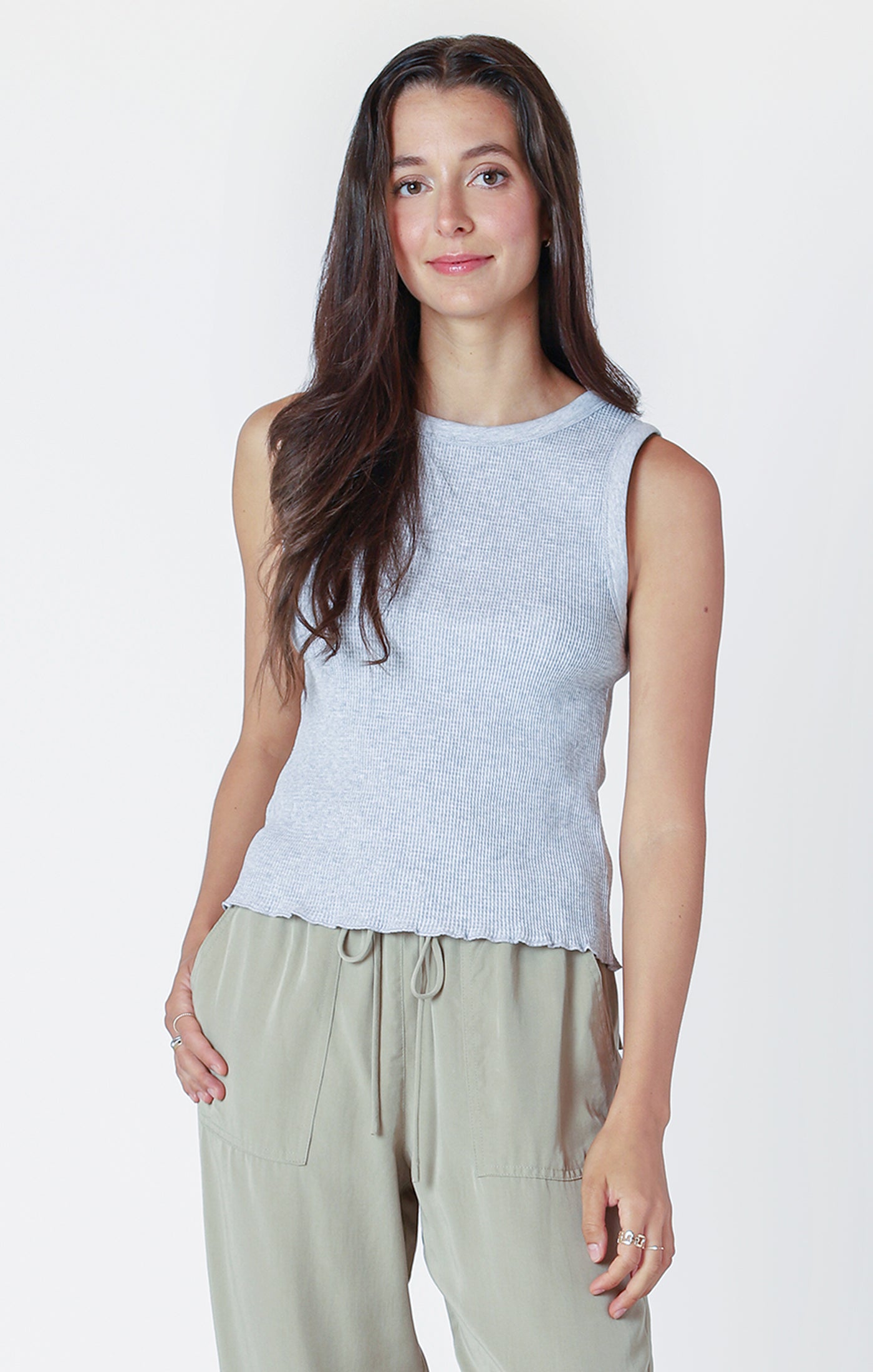 Dex Waffle Knit Tank - Heather Grey