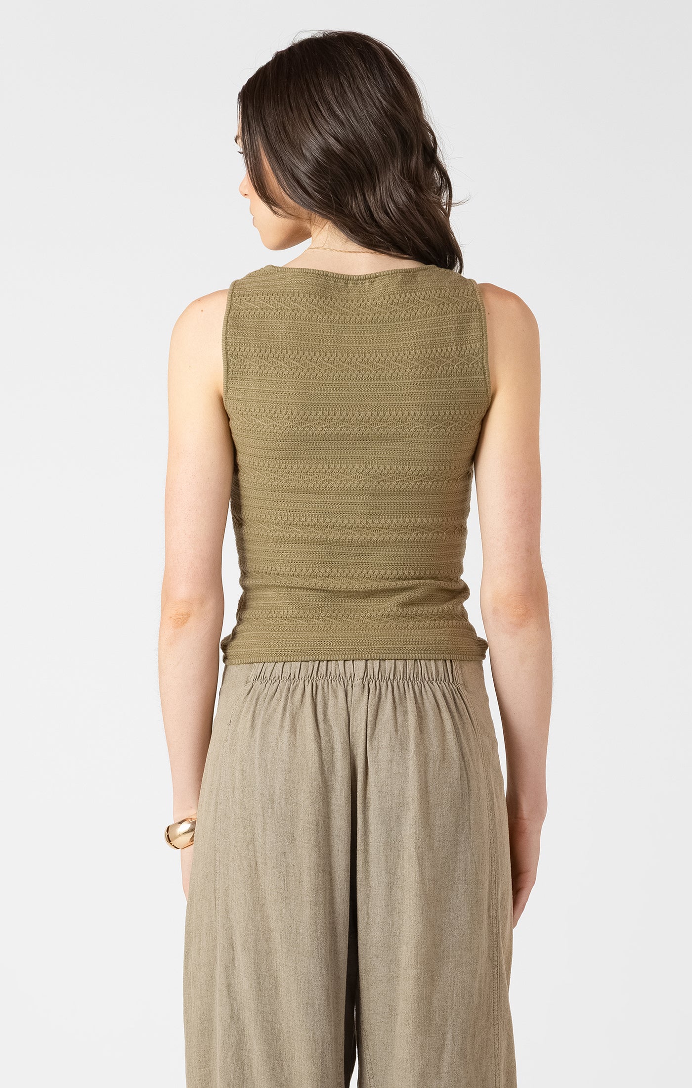 Square Neck Textured Tank - Dusty Sage