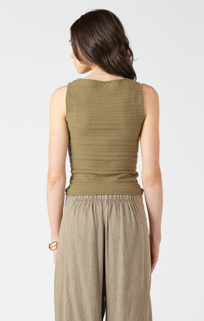 Square Neck Textured Tank - Dusty Sage