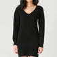 Dex Long Sleeve V-Neck Ribbed Sweater Dress